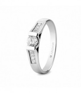ANILLO ORO BLANCO Y 9 DIAMANTES 0,42CT 74B0046