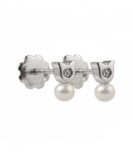 PENDIENTES ORO PERLA Y DIAMANTE 02-103197B