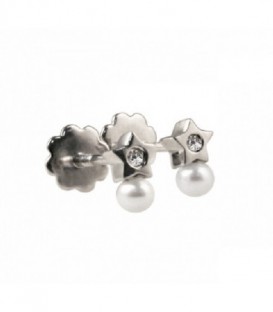 PENDIENTES ORO ESTRELLA DIAMANTE Y PERLA 02-103196B