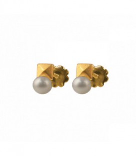 PENDIENTE DE ORO PIRAMIDE CON PERL A 981111