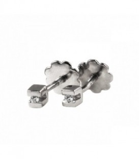 PENDIENTE DE ORO CUADRADO PEQUEÑO 1 DIAM 02-103206B