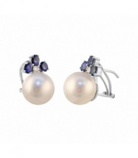 PENDIENTE ORO PERLA ZAFIRO Y DIAMANTE 02-163802Z