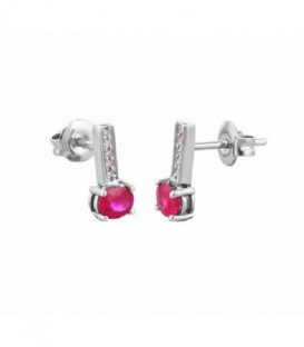 PENDIENTE DE ORO BLANCO RUBÍES Y DIAMANT 02-153764R