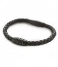 BOCCIA PULSERA NEGRA PIEL Y TITANIO 0347-07