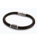BOCCIA PULSERA TITANIO Y PIEL NEGRO 21CM 0347-04