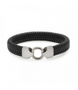 BOCCIA PULSERA TITANIO PIEL NEGRA 19 CMS 03004-01