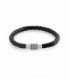 PULSERA CUERO NEGRO 21 CMS 0347-08