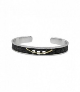 ESCLAVA RIGIDA PLATA NEGRA Y ORO 21555