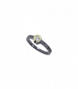 ANILLO PLATA,ORO Y BRILLANTE 0,10 CTS 20367