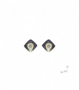 PENDIENTES PLATA, ORO Y BRILLANTE 0,10 C 20369