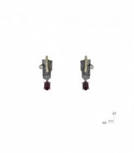 PENDIENTES PLATA, ORO, RUBI Y BRI 0,03 C 17656