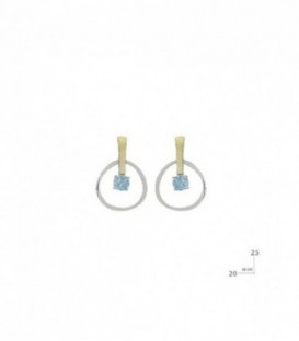 PENDIENTES PLATA,ORO 18K Y TOPACIO AZUL 22196