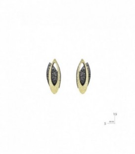 PENDIENTES PLATA OXIDADA Y ORO 18K 22102
